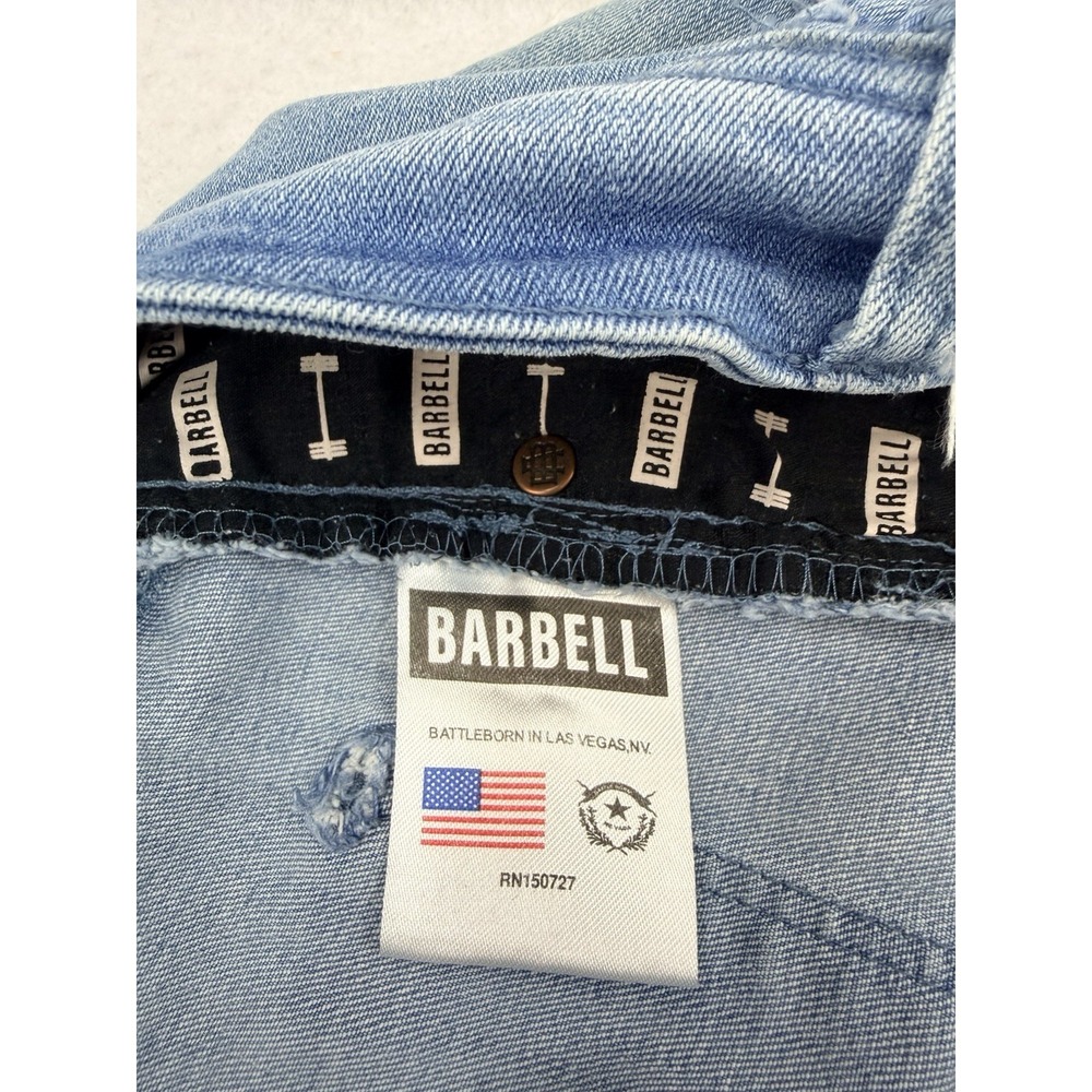 Barbell Apparel Jeans Mens 38 Blue Athletic Straight Fit Light Wash, FLAW - Picture 8 of 12